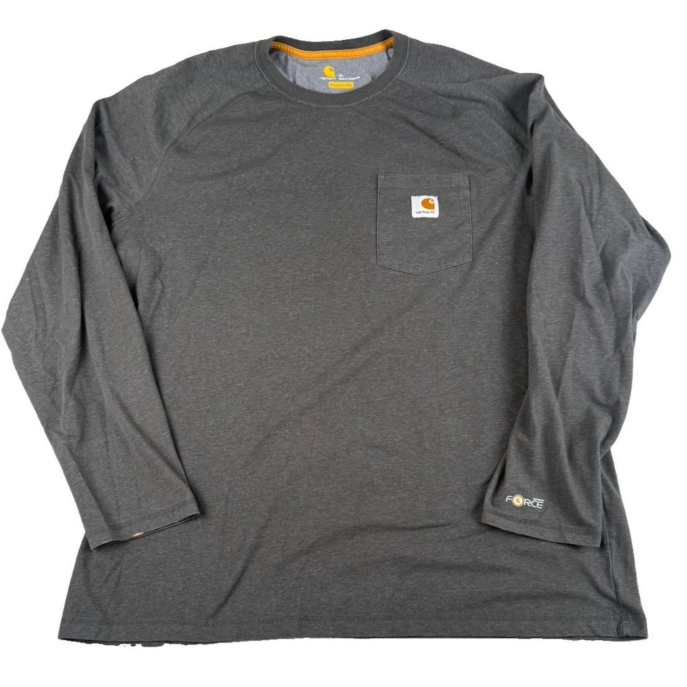 Carhartt Force Shirt Mens XL Gray Relaxed Fit Long Sleeve Pocket Work 100393